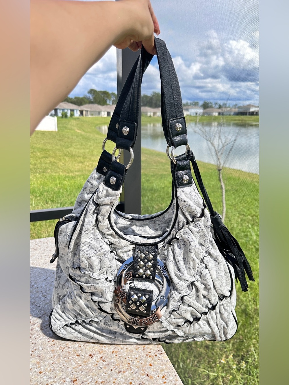 Y2K Miss Me style slouchy shoulder handbag